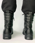 Зимние кожаные Ботинки Ястреб на меху до -20°C / Утепленные водоотталкивающие Берцы черные размер 48 - изображение 5