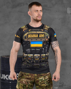 Армійська чоловіча футболка Ukrainian Army потовідвідна XL чорна з принтом (86423) - зображення 1
