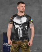 Армейская мужская потоотводящая футболка С Черепом 2XL черная+мультикам (86424) - изображение 1