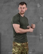 Тактична чоловіча потовідвідна футболка з Гербом України L олива (86497) - зображення 2