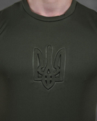 Тактична чоловіча потовідвідна футболка з Гербом України M олива (86497) - зображення 3