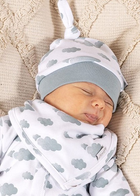 Дитяча шапочка-вузлик для новонароджених для хлопчика Nicol 205054 74 см Білий/Сірий (5905601015499) - зображення 3