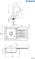 Кухонна мийка граніт Deante Zorba 760х440х160 мм (ZQZV2113) із змішувачем Nemezja BEN_262M - зображення 3