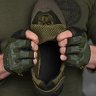 Мужские кожаные Кроссовки на прошитой резиновой подошве олива размер 46 - изображение 5
