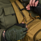 Нагрудна Сумка Cordura 1000D з додатковими кишенями / Вмісткий однолямний Рюкзак койот розмір 24х18х10 см - зображення 6