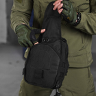 Нагрудна сумка Triada Cordura 1000D / Однолямний рюкзак чорний розмір 19х27х10 см - зображення 6