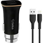 Автомобильное зарядное устройство Gelius Apollo GP-CC01 2USB 3.1A 15W + кабель Lightning Black