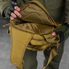 Нагрудная сумка-слинг 8 л 33x23x10 см / Рюкзак однолямный Oxford 900D с системой крепления MOLLE койот - изображение 5