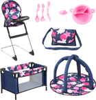 Zestaw Bayer Travel set Łóżeczko przenośne 9 w 1 54 cm Blue/Pink (4003336405156)