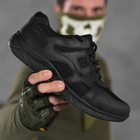 Мужские кожаные Кроссовки на резиновой подошве черные размер 42 - изображение 5