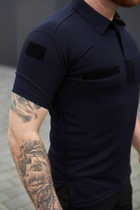 Мужская футболка Поло для ДСНС темно-синяя ткань Cool-pass размер 58 - изображение 4