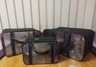 Набор из 3х прозрачных сумок в роддом S+M+L черные ПВХ+СПАНБОНД