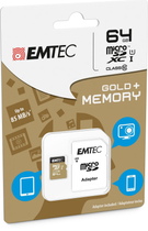 Карта пам'яті Emtec microSD UHS-I U1 Elite Gold 64GB + SD адаптер (ECMSDM64GXC10GP) - зображення 2