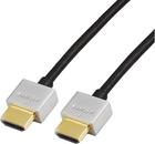 Кабель Reekin HDMI - HDMI Full HD Ultra Slim 2 м Silver/Black (HDMI-009-2M) - зображення 1