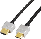 Кабель Reekin HDMI - mini-HDMI Full HD Ultra Slim Mini 1 м Silver/Black (HDMI-010-1M) - зображення 1
