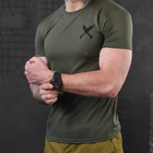 Потовідвідна чоловіча футболка з принтом Coolmax олива розмір S - зображення 3