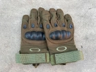 Тактические перчатки для военных ВСУ цвета Хаки полнопалые с защитой на косточках размер L на липучке - изображение 4
