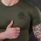 Потоотводящая мужская футболка Coolmax с принтом "Череп" олива размер M - изображение 5