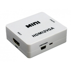 Конвертер Mini HDMI to VGA, ВХІД HDMI(мама) на ВИХІД VGA(мама), 720P / 1080P, White, BOX