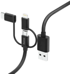Кабель Hama 3в1 USB Type-A - USB Type-C + micro-USB - Lightning M/M 1.5 м Black (4047443486141) - зображення 1