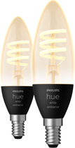 Zestaw żarówek LED Philips Hue C37 E14 4.6W 2 szt White Ambiance Filament (8719514411869) - obraz 2