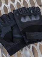Тактичні перчатки, рукавички армійські без пальців (чорні) ON-012 - зображення 4
