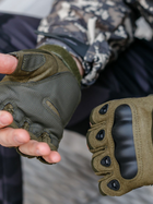 Тактичні перчатки, рукавички армійські без пальців (олива) ON-013 - изображение 2