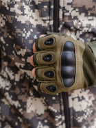Тактичні перчатки, рукавички армійські без пальців (олива) ON-013 - зображення 3