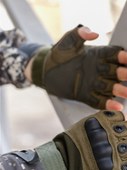 Тактичні перчатки, рукавички армійські без пальців (олива) ON-013 - зображення 4