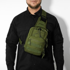 Универсальная тактическая многофункциональная сумка через плечо мужская сумка – рюкзак слинг. Цвет: хаки - изображение 2