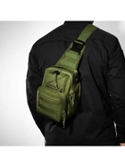 Універсальна тактична багатофункціональна сумка через плече чоловіча сумка - рюкзак слінг. Колір: хакі - зображення 3