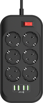 Listwa przeciwprzepięciowa ColorWay 6 gniazd/4 USB 2 m Black (CW-CHE64B) - obraz 2
