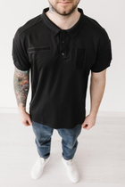 Чоловіча футболка мілітарі-поло з липучками для шевронів, чорний, розмір S - зображення 2