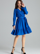 Sukienka kopertowa midi jesienna damska Lenitif L053 S Niebieska (5902194372374) - obraz 5