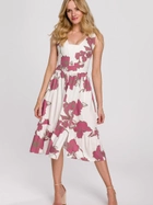 Sukienka trapezowa damska midi Makover K098 M Biały/Różowy (5903887622202) - obraz 1