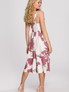 Плаття міді літнє жіноче Makover K098 XL Білий/Рожевий (5903887622226) - зображення 2