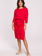 Sukienka midi jesienna damska BeWear B221 2XL Czerwona (5903887654913) - obraz 1