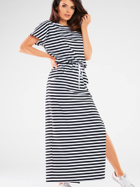 Плаття-футболка довге літнє жіноче Infinite You M253 M Чорний/Білий (5902360558366) - зображення 1
