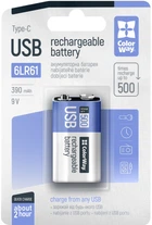 Акумуляторна батарея ColorWay Крона USB-С 390 мАгод 9В (Li-Polymer) (CW-UB9V-06)