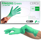 Перчатки нитриловые (зеленые),100 шт (50 пар) CEROS, XS - изображение 1