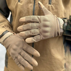 Летние сетчатые перчатки с усиленными пальцами и антискользящим покрытием койот размер S - изображение 1