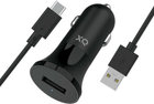 Автомобільний зарядний пристрій Xqisit NP Car Charger 2.4 A Single USB-A + Кабель USB-A-USB Type-C 1 м Black (4029948222370)