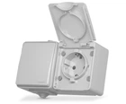 Вимикач 1-клавішний і розетка з заземленням VIDEX Binera зовнішня IP65 (VF-BNW3-G)
