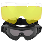 Очки защитные маска со сменными линзами и чехлом SPOSUNE JY-023-1 оправа-черная цвет линз серый - изображение 1