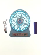 Вентилятор настольный аккумуляторный 18650 USB диаметр 10см Portable Fan Mini Голубой
