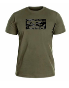 Бавовняна футболка прямого крою з принтом Автомат олива 48 - зображення 1