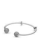 Серебряный браслет для шармов Пандора -бэнгл открытый 596438CZ 19.