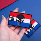 Набір шевронів 2 шт з липучкою Череп Карателя на Прапорі Нідерландів, Прапор Нідерландів, нашивка патч 5х8 см - зображення 5