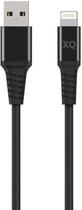 Kabel Xqisit Nylon Braided USB Type-A - Lightning 2 m Black (4029948221885) - obraz 1