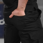 Чоловічі щільні Штани з накладними кишенями / Еластичні Брюки ріп-стоп чорні розмір M - зображення 5